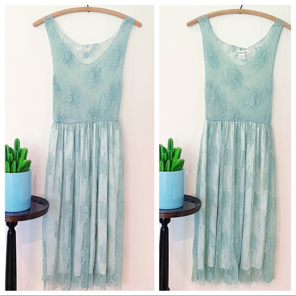 Anna-Kaci Dresses & Skirts - Anna-Kaci Mint Lace Sheer Bodice Midi Dress